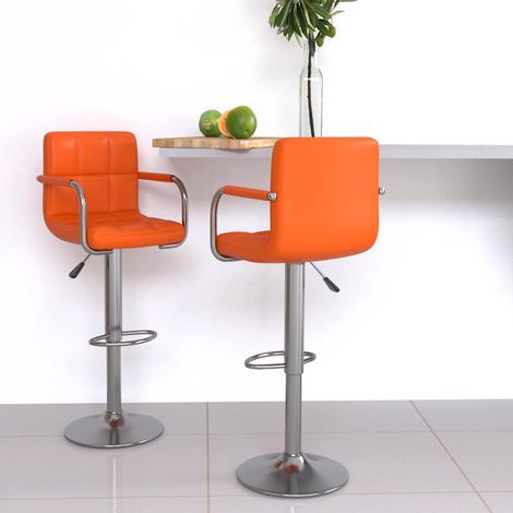 vidaXL Taburetes de cocina 2 unidades cuero sintético naranja (1/5)