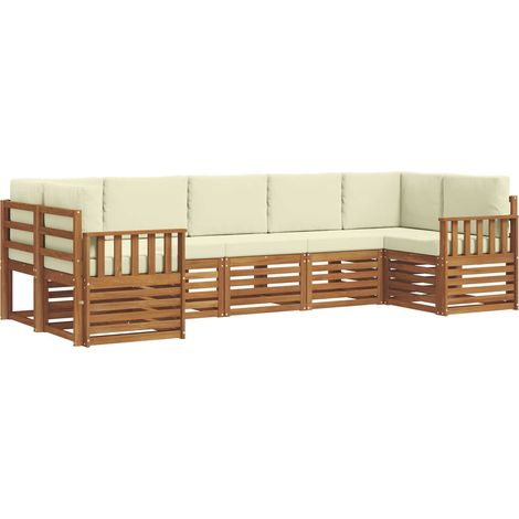 Conjunto de sofás de exterior 7 uds. Natural y Crema vidaXL (1/5)