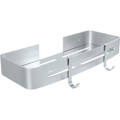 Duschablage, Badezimmerregal ohne Bohren, Wandmontierter Duschkorb, Duschorganizer-Aufbewahrungskorb, Klebefläche, Aluminium (1/5)