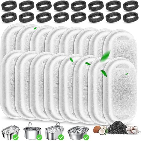 Kit de repuesto de filtro para fuente de agua para gatos, 16 piezas, para fuentes de agua de acero inoxidable de 2 L (64 oz) y 3,2 L (10 oz), marca PETLIBRO Cotton. (1/5)