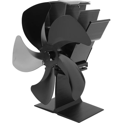 Ventilateur thermique à 5 pales, pour cheminée, à fonctionnement automatique, noir. (1/5)