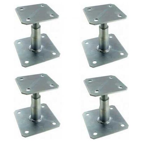 Sud Bois – Pied de poteau réglable 100-150 mm – Acier S235 JR 4 mm – Installation rapide sans usinage – Lot de 4 (1/3)