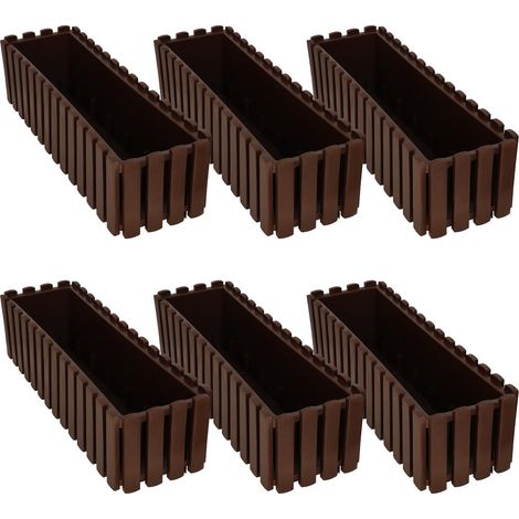 Fioriera da balcone per ringhiera, marrone rustico, 60 cm, 6 pezzi