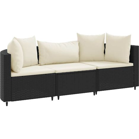 Maison Exclusive - 3-tlg. Garten-Sofagarnitur mit Kissen Schwarz