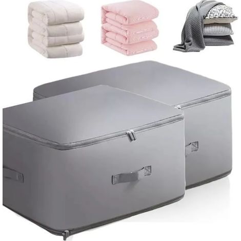 2pcs Sacs de Rangement Vêtement - FREOSEN - Couette Organisateur - Sous-vide - Gris 60x54x42cm (1/4)