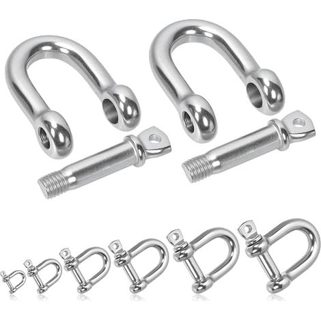 M12 (1/2") Stainless Steel D-Ring Shackles 304 Stainless Steel (1/2") Silver Screw Anchor Shackles Marine Grade Clevis Shackles for Tow Strap Construction (1/5)