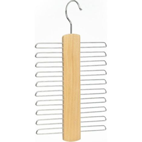 Krawattenhalter aus Holz – Eleganter Hänge-Krawattenhalter mit 20 drehbaren Haken für Krawatten, Gürtel und Schals – Krawattenhalter aus Buchenholz (1/4)