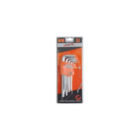 CHIAVI MASCHIO ESAGONALI BALL POINT TIPO MEDIO CROMO VANADIO SR. 9 PZ. - 2 blister ALTE