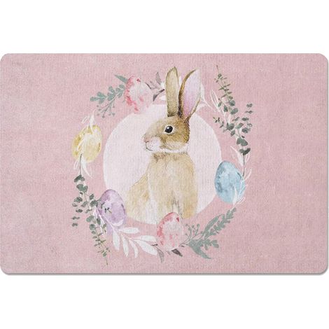 Tapis de sol décoratif lapin de Pâques, camion fleuri, paillasson d'intérieur et d'extérieur, tapis de couloir (1/5)