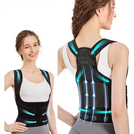 Posture Correcteur Dos Femme Homme,86-96cm Ceinture Dorsale Maintien du Dos Droit,Redresse Dos Soutien Lombaire Respirant Réglable (1/5)