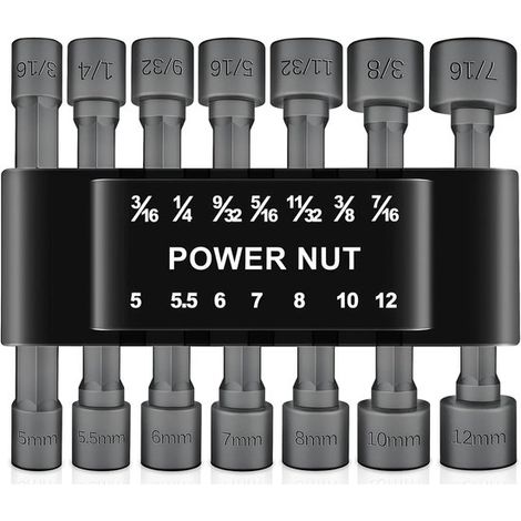 Set da 14 pezzi comprendente punte da trapano esagonali, cacciaviti magnetici con gambo esagonale, robusto set di chiavi a bussola con attacco rapido metrico (1/4)