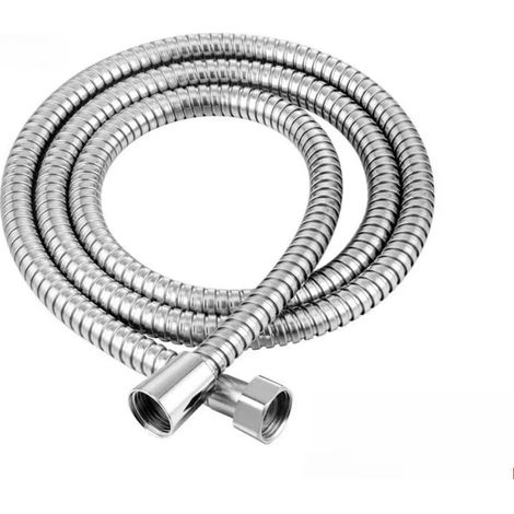 Flexible de douche avec raccord anti-nœuds en acier inoxydable - 2 mètres, argent