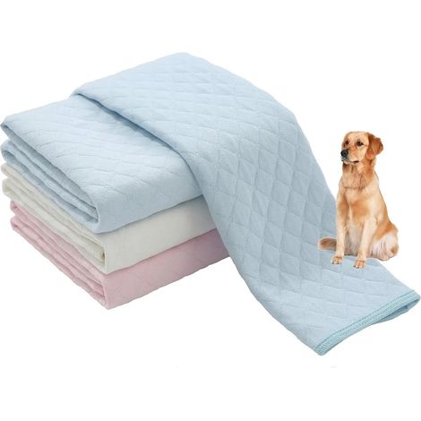 Confezione da 3 tappetini assorbenti lavabili e riutilizzabili per cani, super assorbenti e antiscivolo, ideali per l'addestramento e l'igiene degli animali domestici (35x45 cm, blu/rosa/bianco) (1/5)