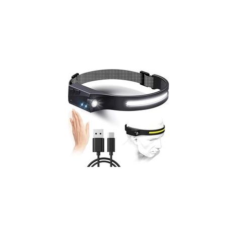 Lampe frontale rechargeable 350 lumens, détecteur mouvement, étanche, classe A+++ – (1/5)