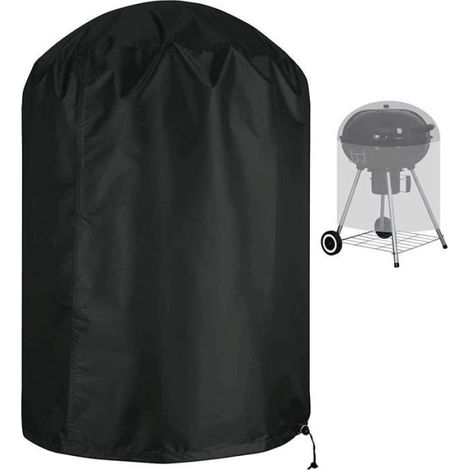 Housse barbecue ronde 5877cm noire imperméable robuste, résistante vent UV eau protection barbecue extérieur (1/3)