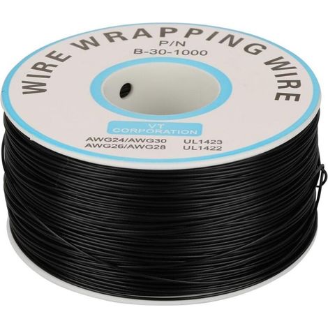 200m Rouleau de Câble Électrique 0.25mm 30AWG 80℃ Câble de Test Isolant PVC Fil Électrique en Cuivre Etamé à un Noyau pour Wrapping (Noir) (1/5)