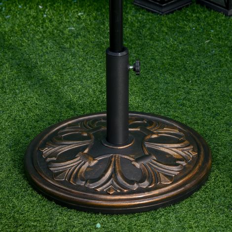 Base parasol rond Ø48x34cm plastique 13kg pour poteaux Ø35/38/48mm, bronze