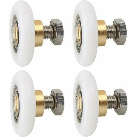 Rodillos para puerta de ducha de 23 mm – Juego de 4 – Nylon con núcleo de cobre – Deslizamiento suave y silencioso (1/4)