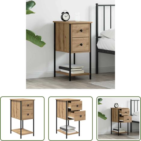 Tiroir - Cabinet de chevet avec tiroir chêne artisanal 32 x 42 x 70 cm (1/5)