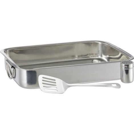Plat À Gratin - Acier - 38x27x7 Cm - Pour Four Et Barbecue - Set De 3 Pièces (1/5)