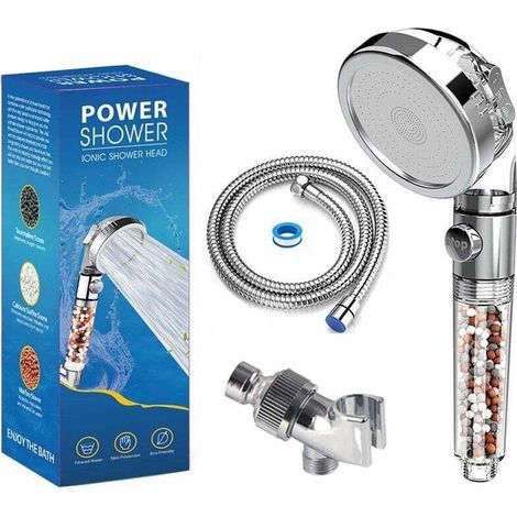Pommeau Douche Haute Pression Pomme de Douche Anti Calcaire Filtrant,Douchette Économie d'Eau Universelle de Massage 3 Modes De Douche Convient à Salle De Bain (1/5)