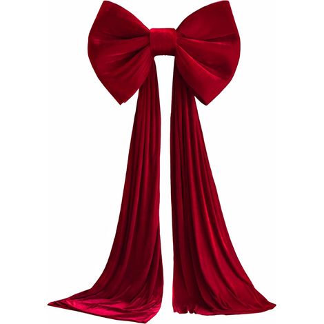 Nœud cime velours rouge – 50,8×38,1 cm + 9,8 pi ruban – très grand – mur/couronne/sapin (1/4)