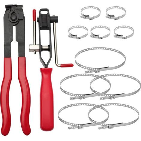 Lot de 12 colliers de serrage pour voiture/ATV,Pince De Joint HomocinéTique D'Arbre à Cardan Collier De Serrage En Acier avec 2 outils,10 bandes de sertissage (1/5)