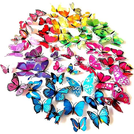 108 autocollants muraux papillons 3D, décorations papillons (1/3)