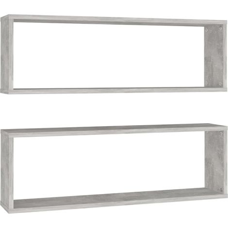vidaXL Étagères cube murales 2 pcs gris béton bois d'ingénierie