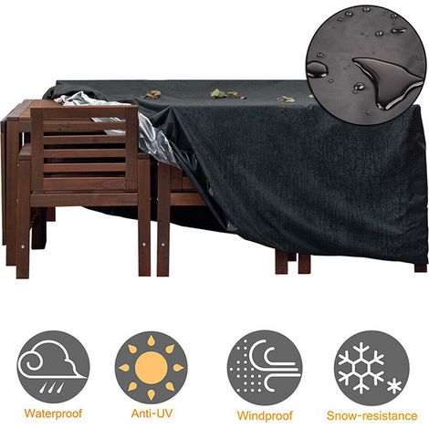 Housse de table d'extérieur en rotin imperméable et résistante pour mobilier de jardin et patio (1/5)