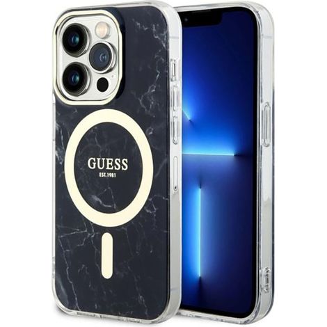 Funda rígida Guess GUHMP14XPCUMAK para iPhone 14 Pro Max de 6,7 pulgadas, color negro/negro, con diseño de mármol y MagSafe. (1/5)