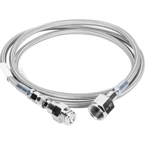 Ortviai Tuyau d'adaptation externe pour bouteille CO2 SodaStream – 1,8 m, acier inoxydable + PTFE, filetage G5/8-14 (1/4)