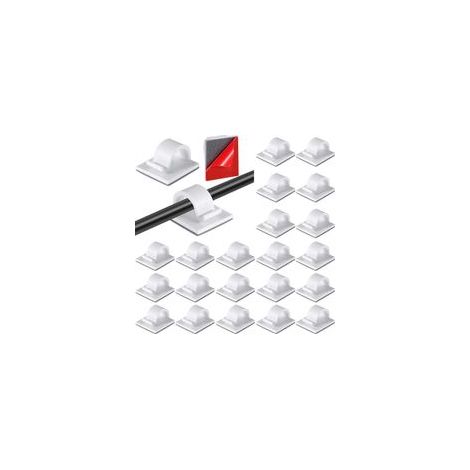 100pcs Clips Câbles Adhésifs Gestion de Câble Support Organiseur de Fils Électriques Plastique Organisateurs de Cordon de Câble Clip pour Fixer des Câbles Blanc (1/5)