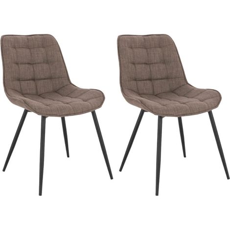 HOME DELUXE - Sedia da pranzo imbottita in tessuto intrecciato IKALO Colore: Grigio/Marrone, Quantità: 2 (1/5)
