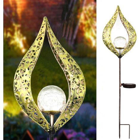Lampe solaire LED effet flamme rétro en fer, lampe de jardin solaire à effet flamme, étanche, lampe d'extérieur squelette n° 3 (1/5)