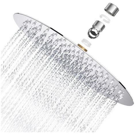 Pomme de douche puissante, pomme de douche ronde 8\" en acier inoxydable AISI304, douche pluie fine 20x20cm, pomme de douche fixe étanche à l\'eau (1/5)
