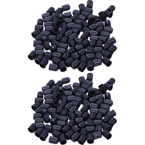 Bouchons de valve de rechange en plastique noir, conditionnés par paquets de 200. Compatibles avec les voitures, camions, motos et quads. Modèle américain. (1/5)