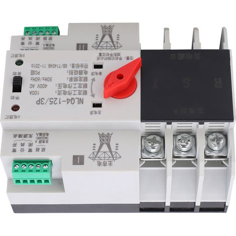 Alimentation double triphasée 400 V 100 A, montage sur rail DIN, commutation automatique sans interruption (3P) (1/5)