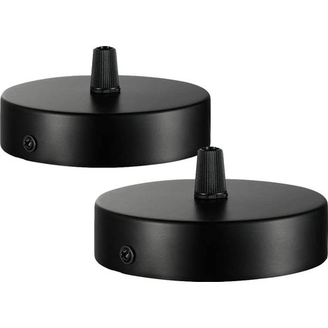 Boîtier De Raccordement - En Fer Noir - Diamètre 10 Cm - Pour Suspension Plafonnier - 2 Pièces (1/5)