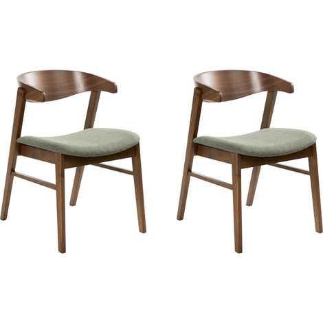 Conjunto de 2 sillas de comedor estilo tradicional con asiento tapizado marrón oscuro y verde Lily (1/5)