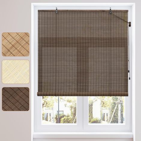 WOLTU Tapparella in listelli di bamboo Marrone scuro 60x160 cm