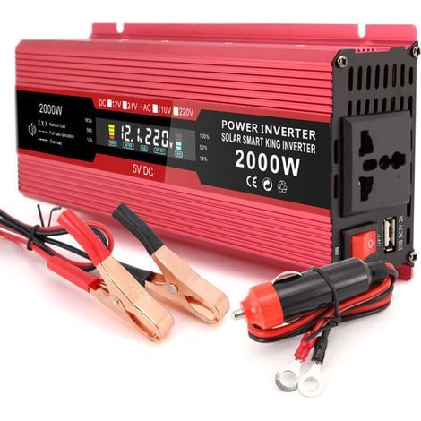 1200-W-Wechselstromwandler (12 V auf 220 V) mit modifizierter Sinuswelle, LCD-Display, 1 Steckdose und 1 USB-Anschluss für Laptops. (1/5)