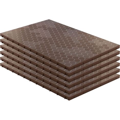 Lot de 6 Dalles de sol Clipsables Marron Taupe 116x76x3cm Polypropylène Revêtement de Sol Modulable 4.61m2 INTEC (1/5)