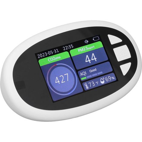 Luftqualitätsmonitor mit WLAN-Funktion für Innenräume: CO2-Messung, Kohlendioxidmessung, Feinstaubmessung (PM2,5), Temperatur- und Feuchtigkeitsmessung für das Schlafzimmer (1/5)