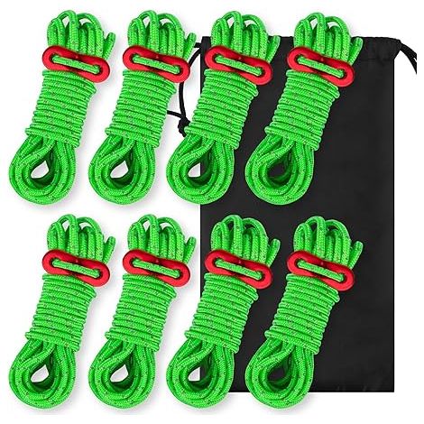 Spannseil mit einem Aluminiumplatte Zeltseil reflektierend Ø 4mm lang 400mm Spannseil Zeltzelt Camping leuchtend Spannseil (8-Packungen) (1/5)