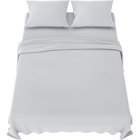 Parure de Lit 180x200 cm Gris Clair Microfibre Douce (1/5)