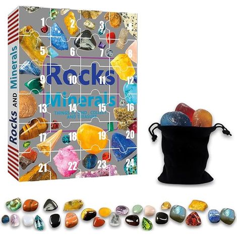 Adventskalender 2024, 24 Tage, Mineralien für Kinder, Weihnachtsgeschenk, Steine, Kristalle, Spielzeug für Schule, Studentenwohnheim (24 Teile) (1/5)