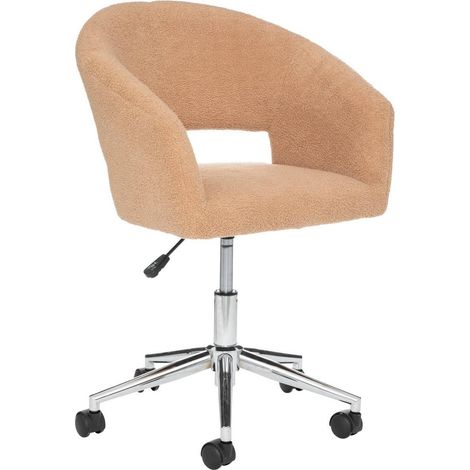 Chaise de Bureau Tissu Beige à bouclettes et Pieds en métal (1/5)
