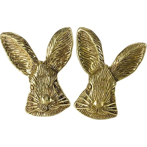 Unomor Lot de 2 poignées meuble en laiton doré forme tête lapin (1/5)