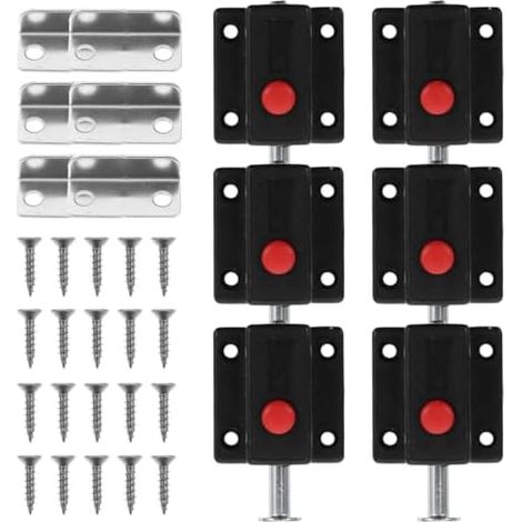 6 Pièces Loquets À Ressort Pour Meubles Verrou Coulissant Avec Bouton Abs Noir Quincaillerie De Placards Et Armoires Accessoires Du Meuble Résistants 5.30X3.60X2.80Cm - (1/5)